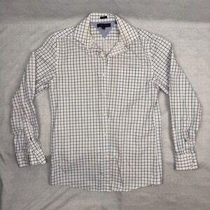 Tommy Hilfiger Slim Fit Men's 15 32 33 Check Button Up Shirt Blue White
